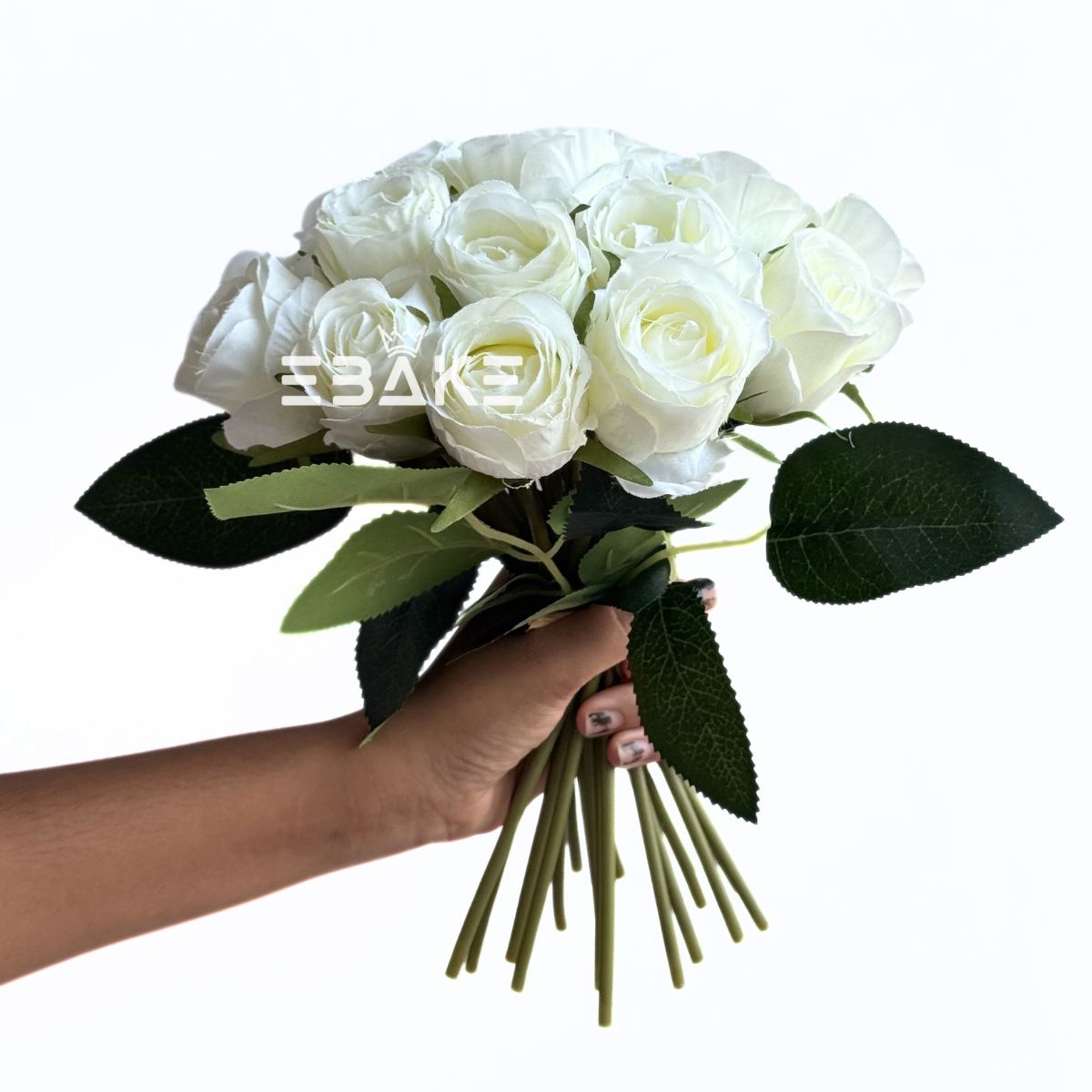 A1525 Artificial Rose Bouquet/Rose Bunch Bridal Bouquet (Off-White) 18 Roses