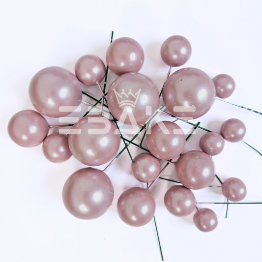Pearl Finish Mauve Faux Balls - Set Of 20 Pieces