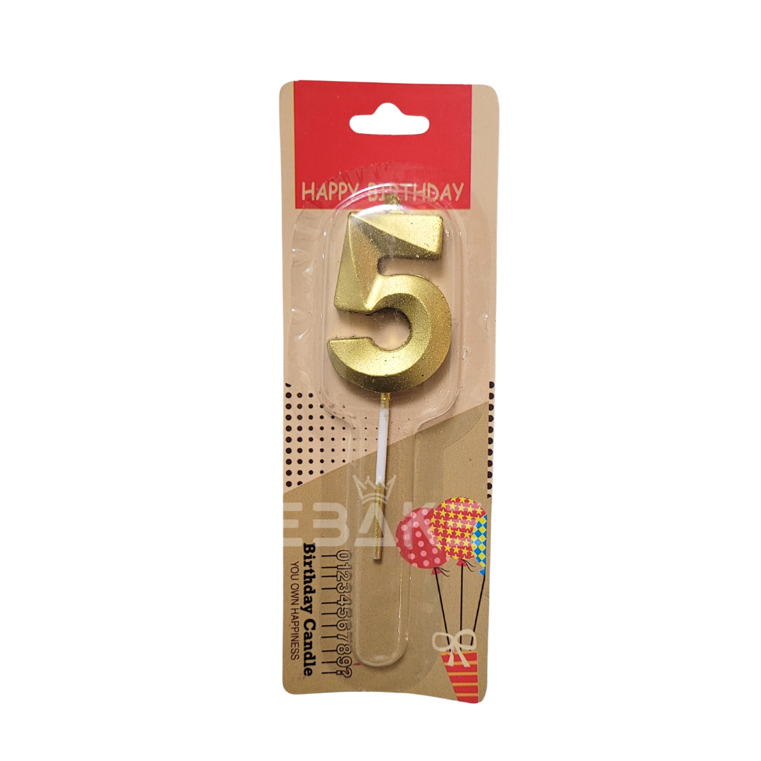 Number Candles Golden Metallic - (Single Piece)