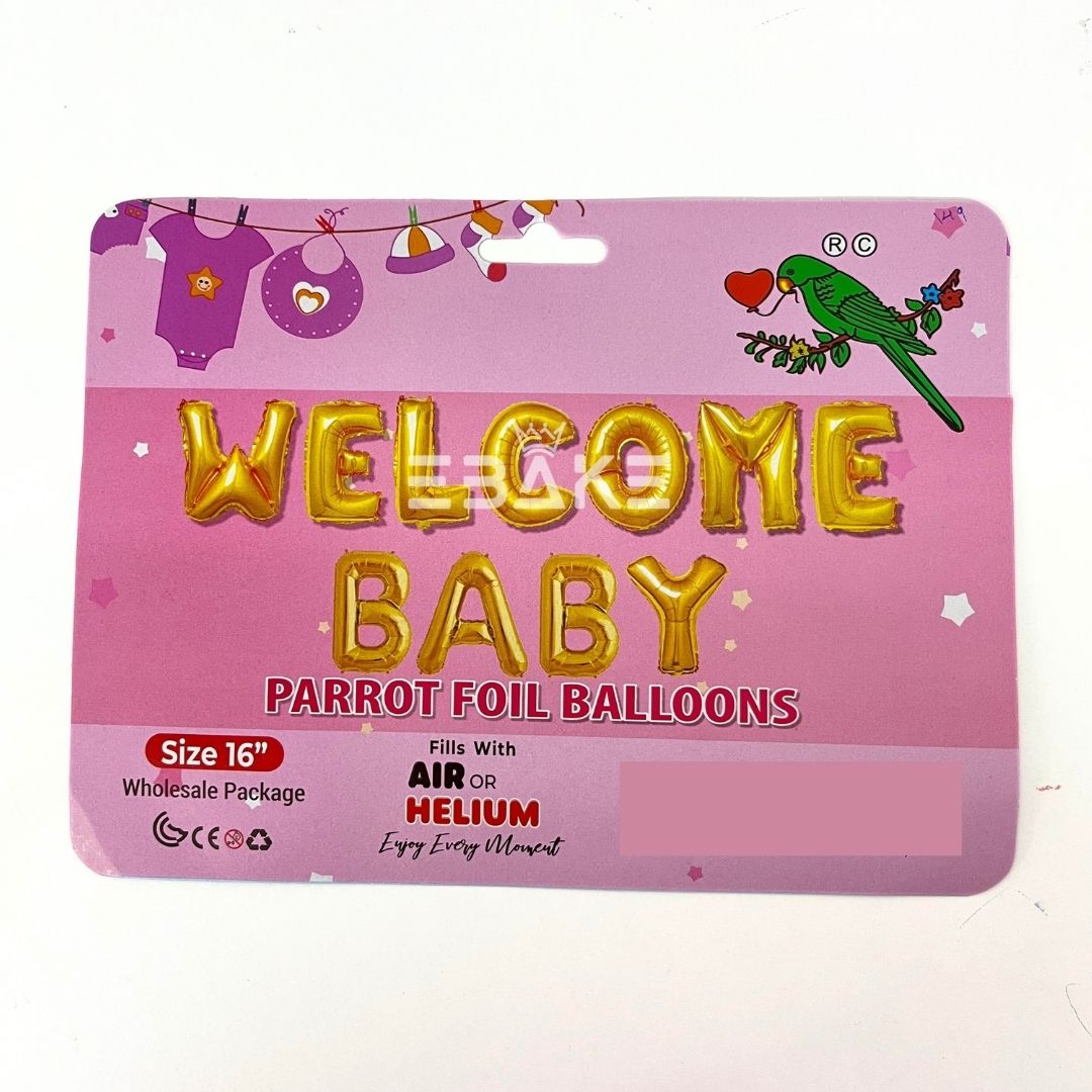 Welcome Baby Foil Balloon Gold 16 Inch