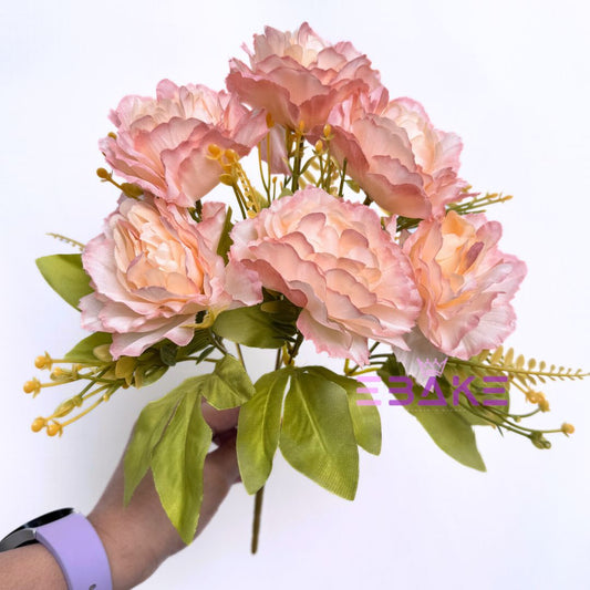 A1256 Peach Peony Bunch (6 Peonies With Fillers)