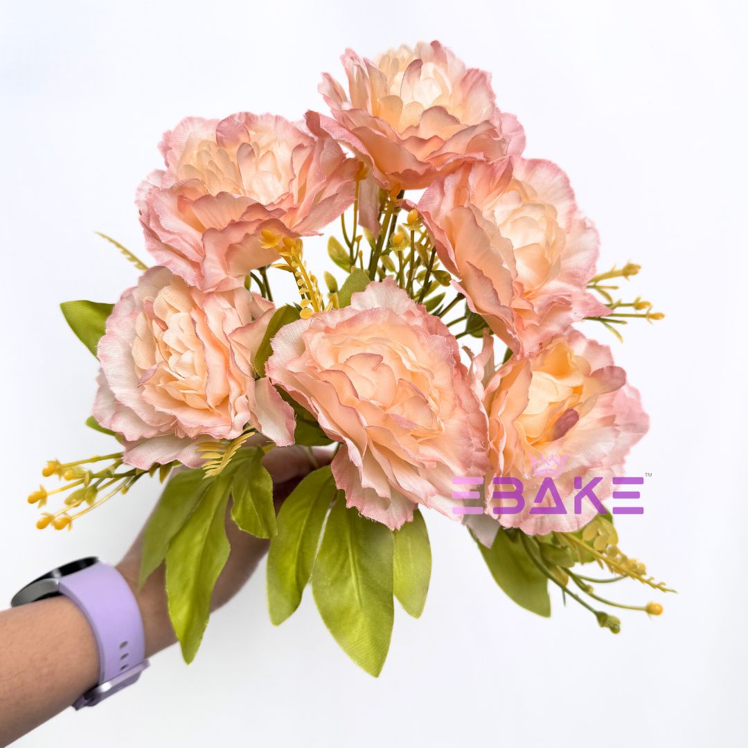 A1256 Peach Peony Bunch (6 Peonies With Fillers)