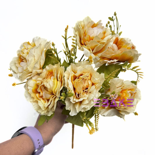 A1255 Light Yellow Peony Bunch (6 Peonies With Fillers)