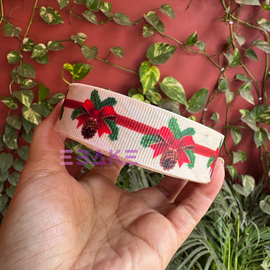 Christmas Ornament Printed Grosgrain Ribbon