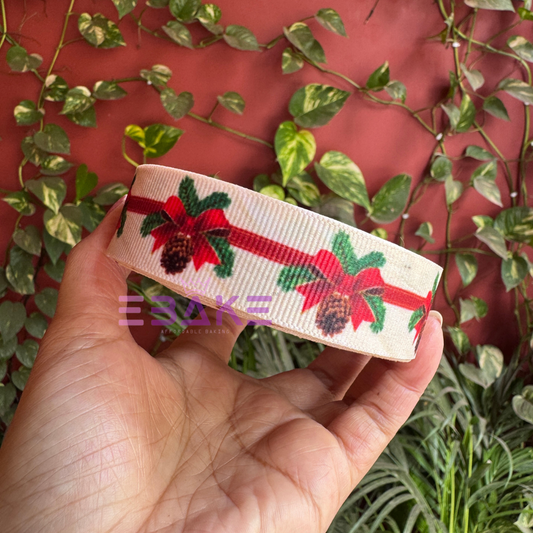 Red Printed Grosgrain Ribbon