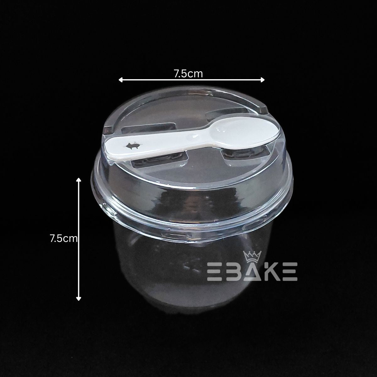 Round PET Plastic Disposable Clear Container With Lid & Spoon For Desserts