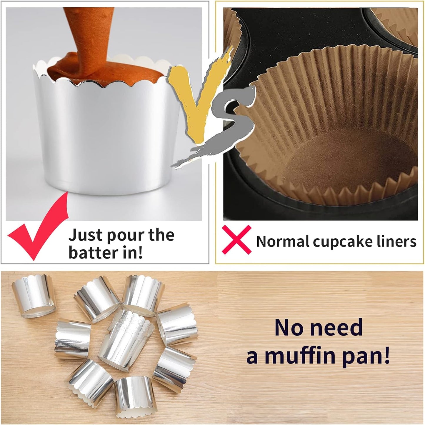 Paper Muffin Cup (Silver) - Set Of 50 Pieces