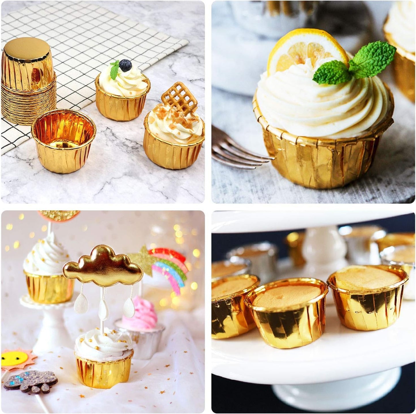 Imported Golden Lined Rolled Rim Muffin Cup / Cupcake Liners - Gold (Set of 25 pieces)