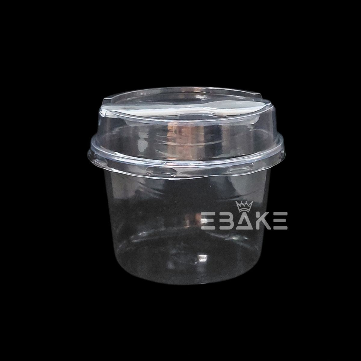 Round PET Plastic Disposable Clear Container With Lid & Spoon For Desserts