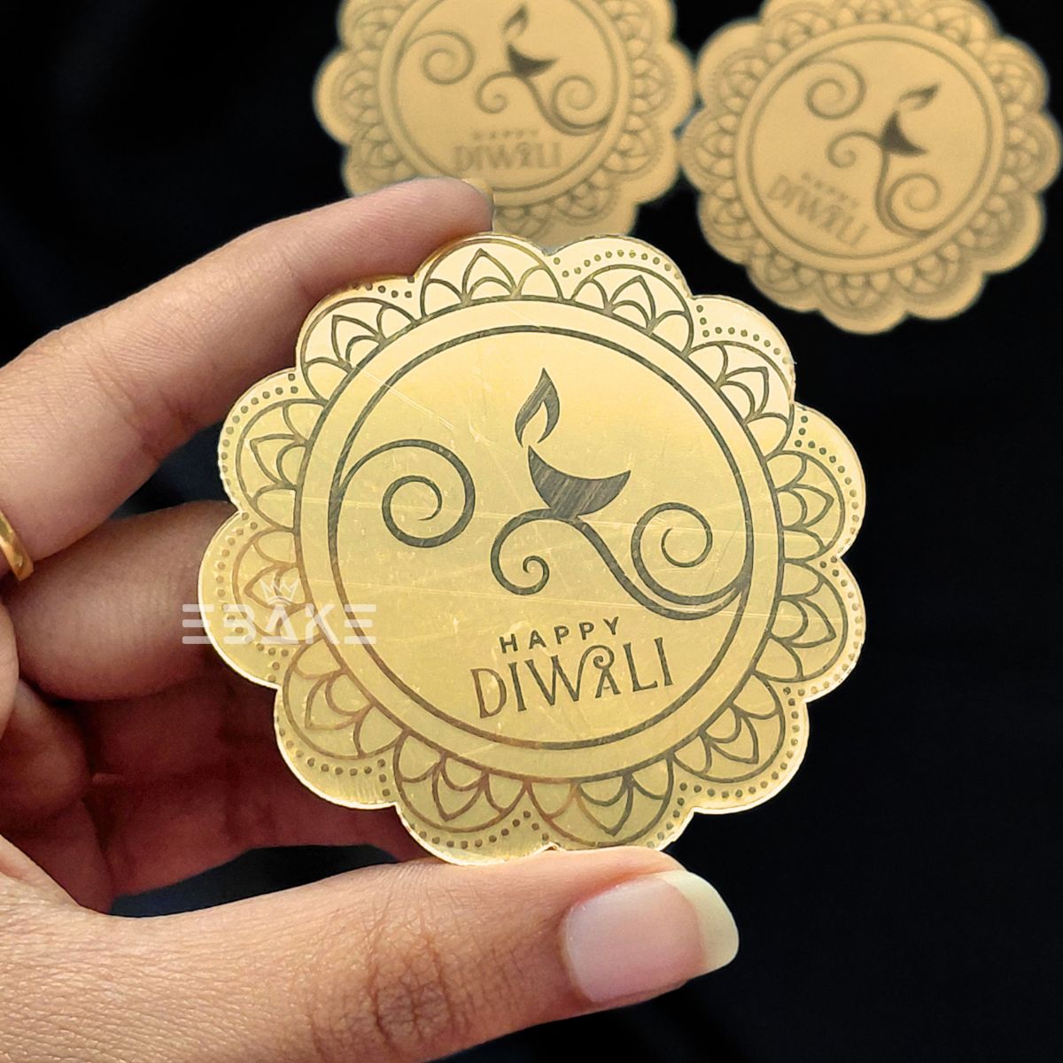 Happy Diwali Coin Topper 2.5 Inches - Set of 10 Pieces