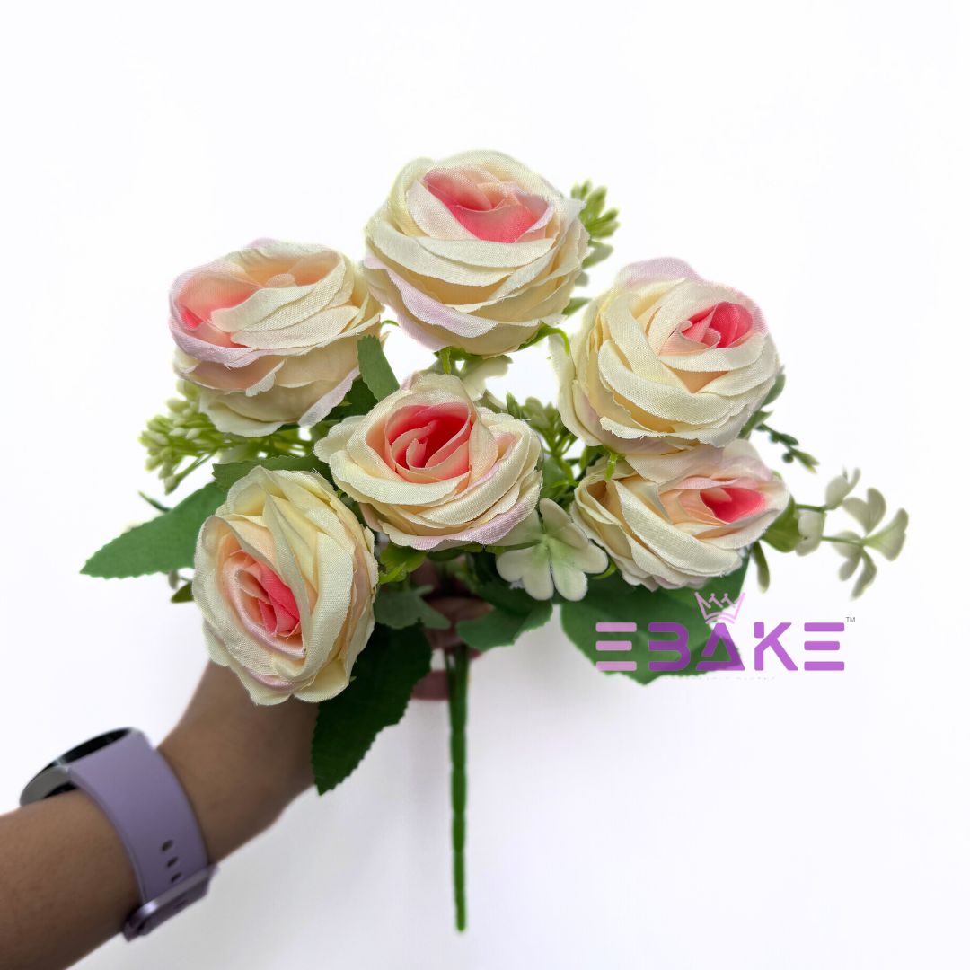 A1268 Yellow Mix Rose Bunch (6 Roses With Fillers)