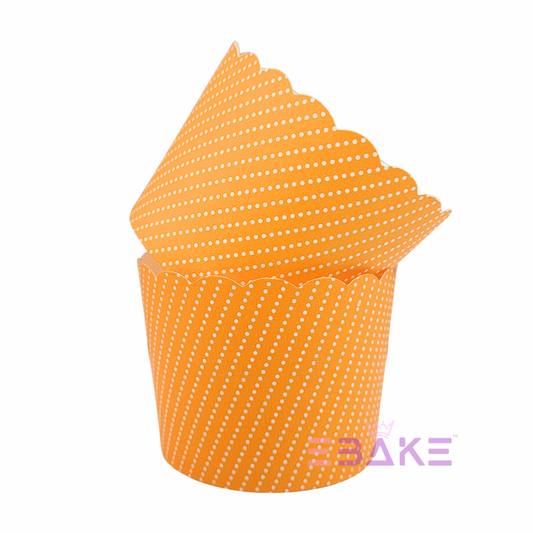 Paper Muffin Cup Orange Polka Dots - Set Of 50 Pieces Medium