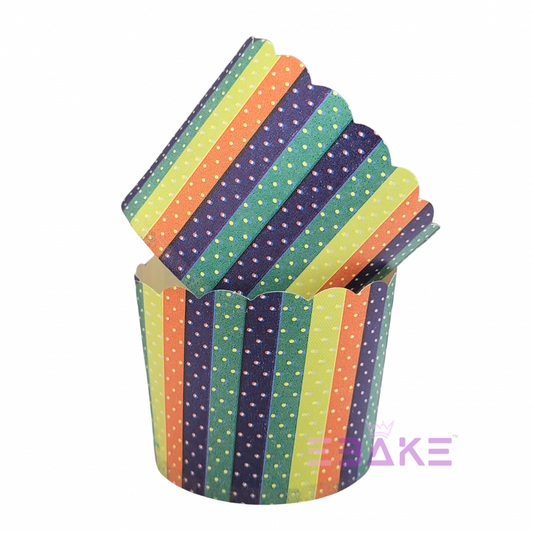 Multi Colour Stripes Paper Muffin Cup - Set Of 50 Pieces Medium