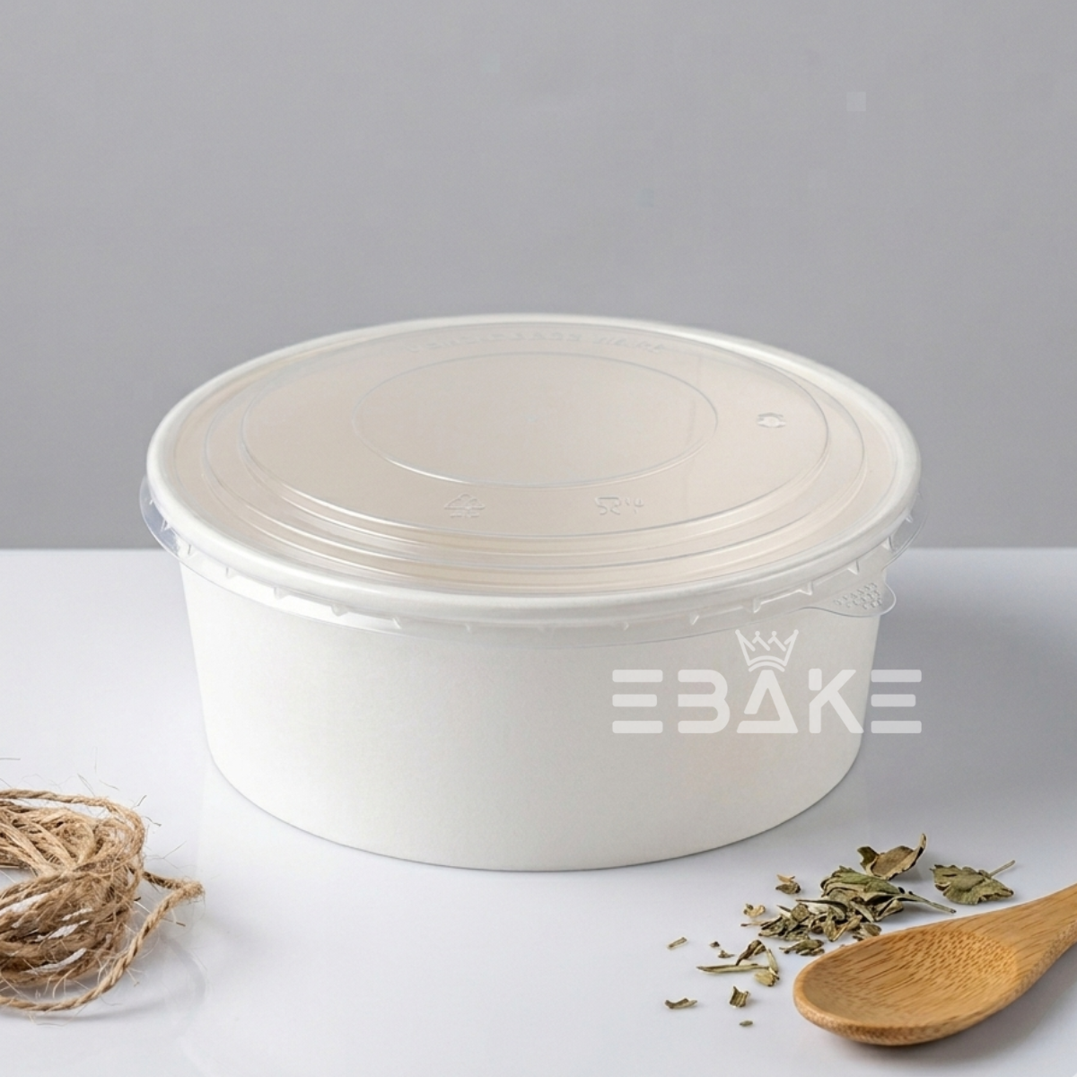 Round Disposable Paper Containers With Lid (Set of 5) White 750ml