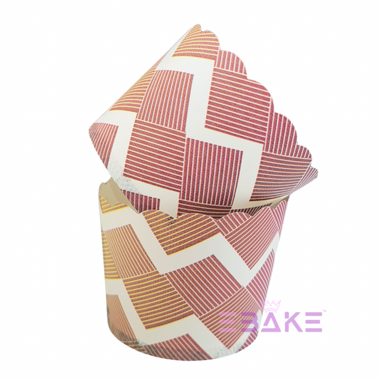 Paper Muffin Cup Zig Zag Printed - Set Of 50 Pieces Medium