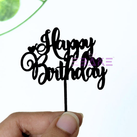 Happy Birthday Mini Topper Black new