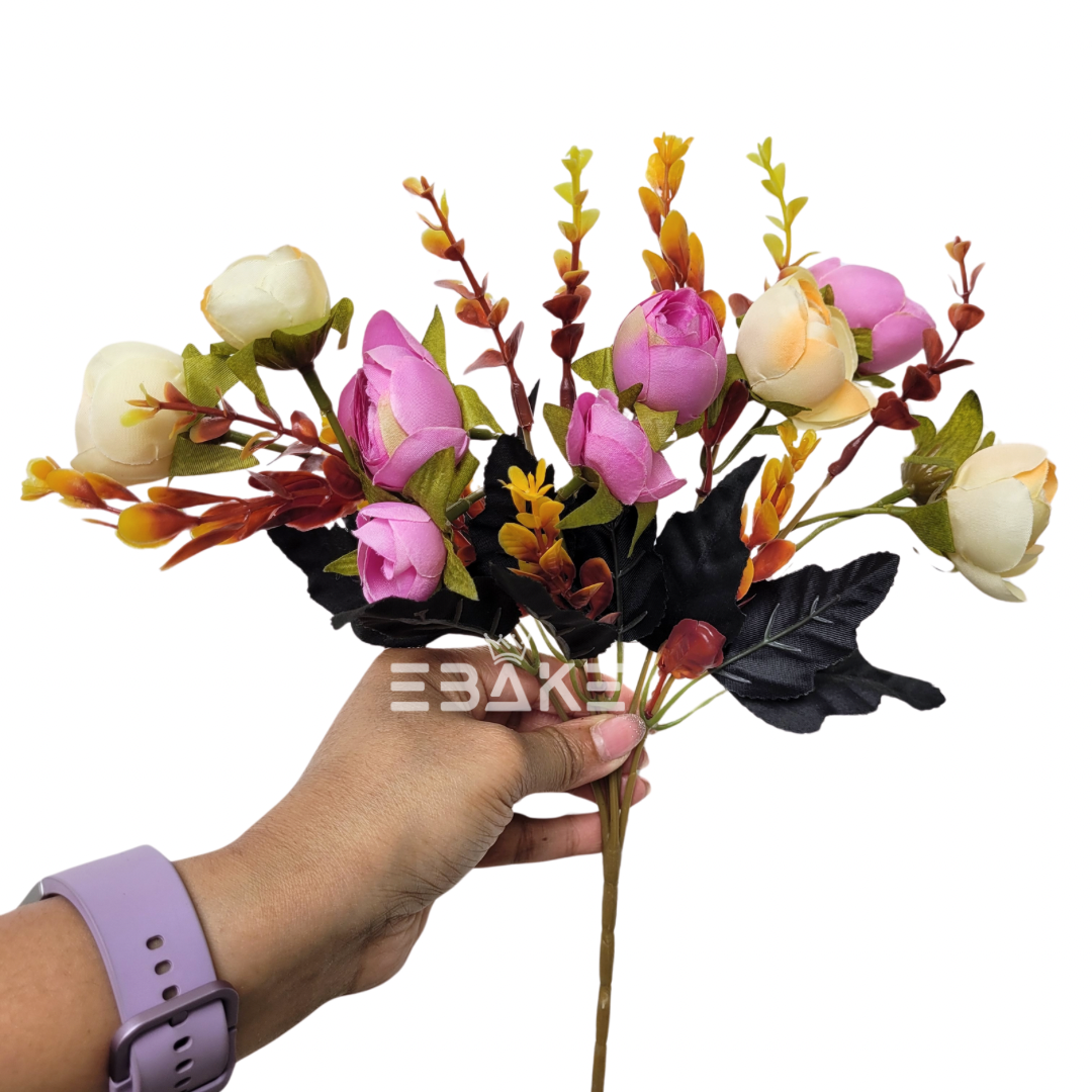 A1307 Small Peony Bunch Lavender & Off-White (10 Peonies With Fillers)