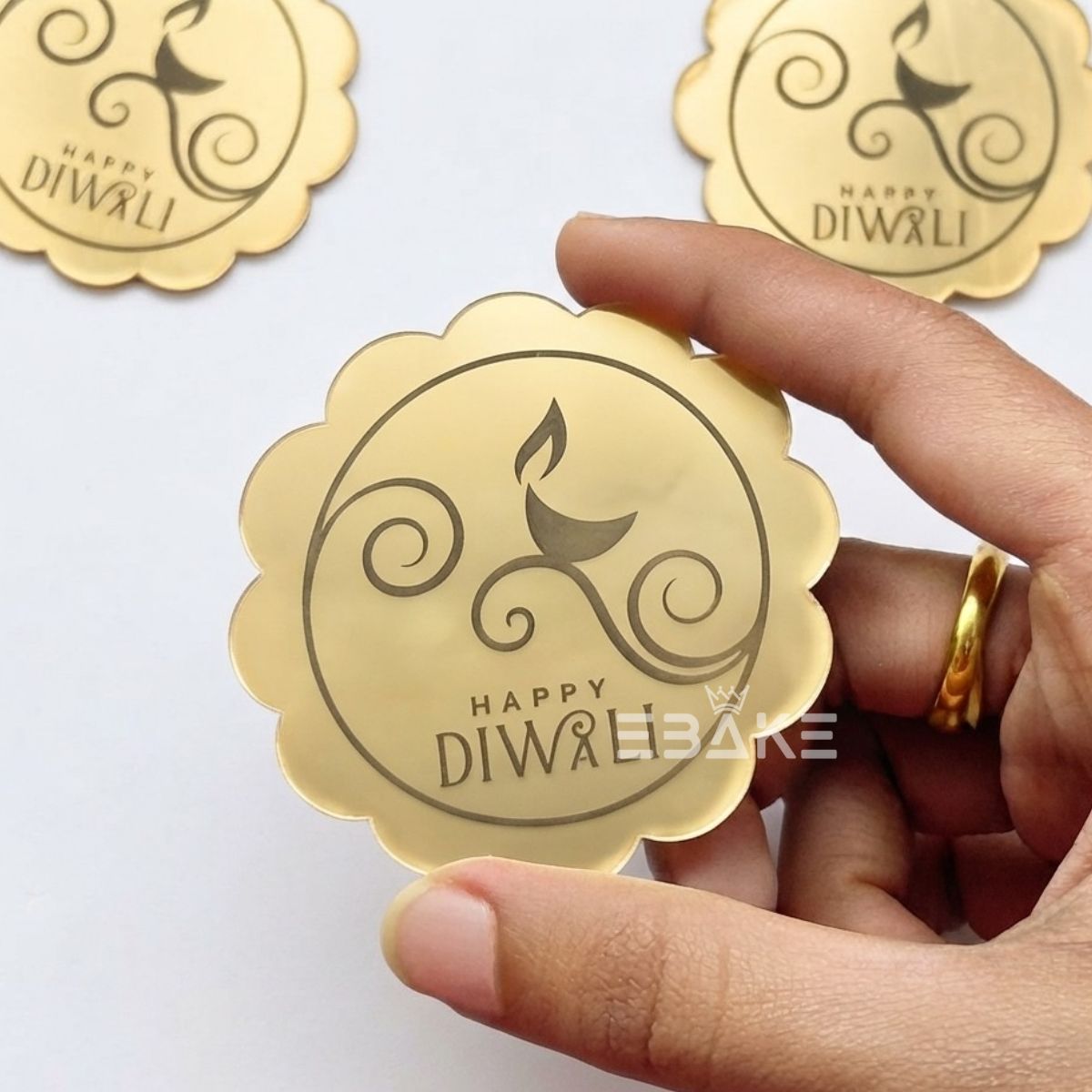 Happy Diwali Coin Topper 2.5 Inches - Set of 10 Pieces