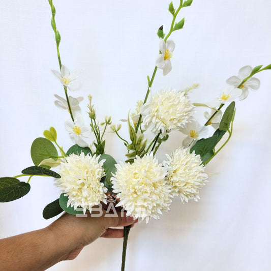 A1389 Dahlia Bunch With Fillers Off White