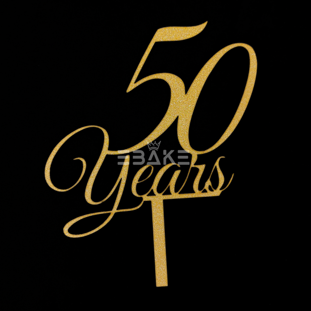 50 Years Cake Topper Shimmer Gold MDF