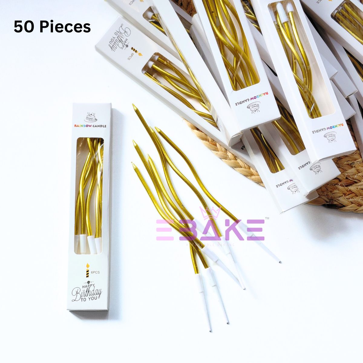 Golden Metallic Swirl Candle (Full Box) 50 Pieces