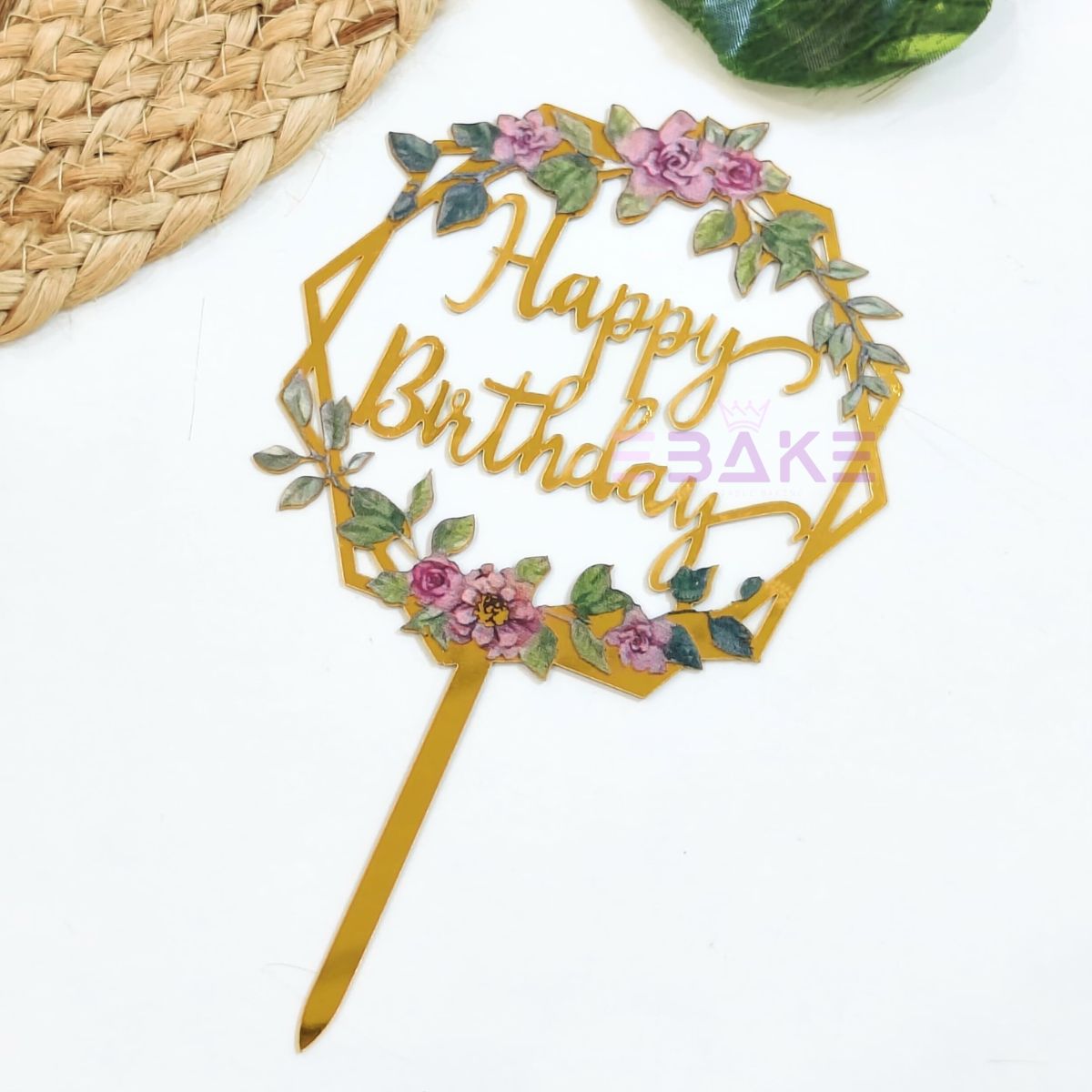 Happy Birthday Graphic Acrylic Cake Topper