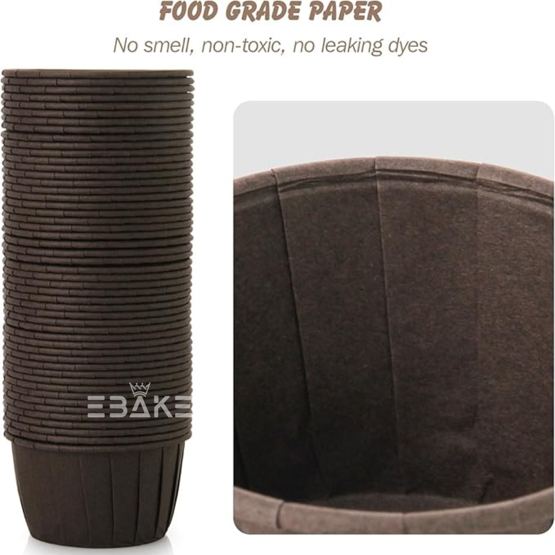 Imported  Rolled Rim Muffin Cup / Cupcake Liners - Black (Set of 50 pieces) Small