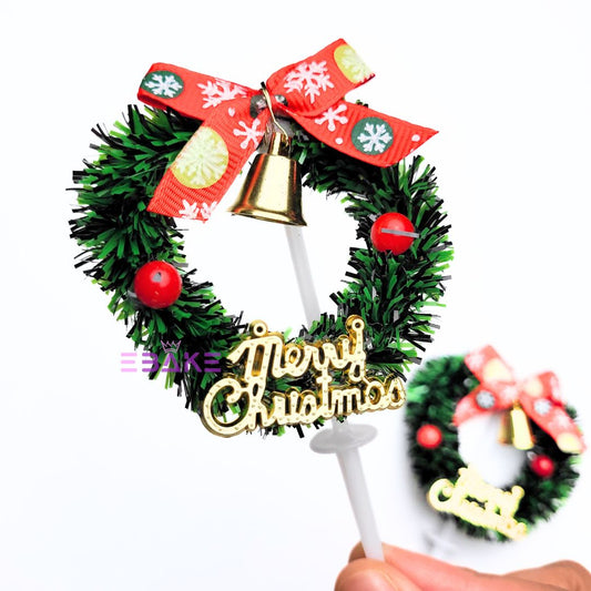 Merry Christmas Cake Topper Christmas Wreath Cake Decoration A1283