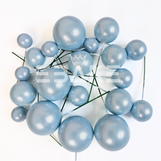 Pearl Finish Blue Faux Balls - Set Of 20 Pieces