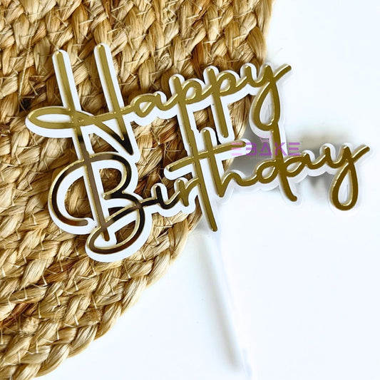 Happy Birthday Double Color Cake Topper