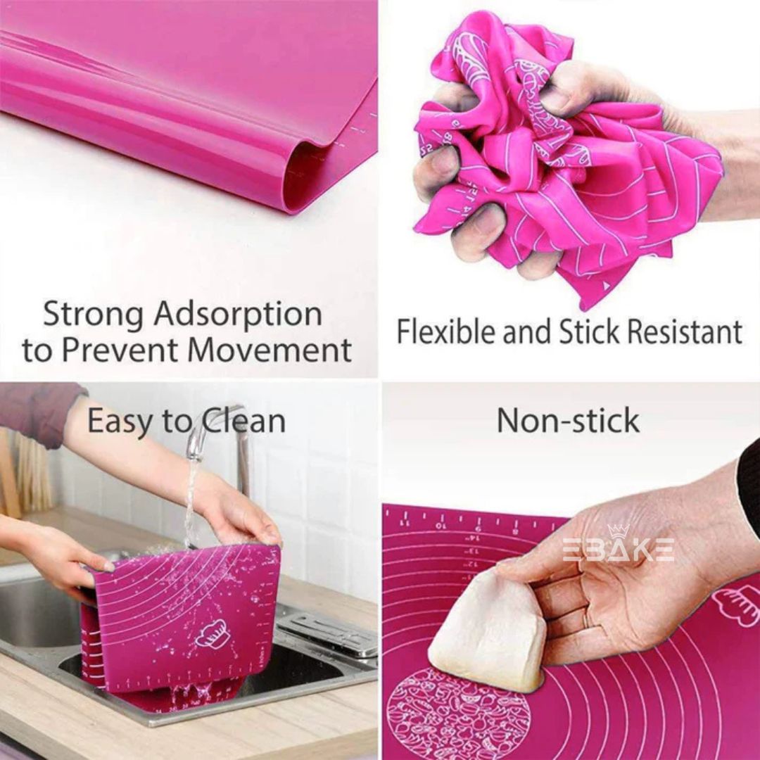 Pink Silicone Non Stick Multipurpose Baking Mat for Kneading & Fondant Rolling