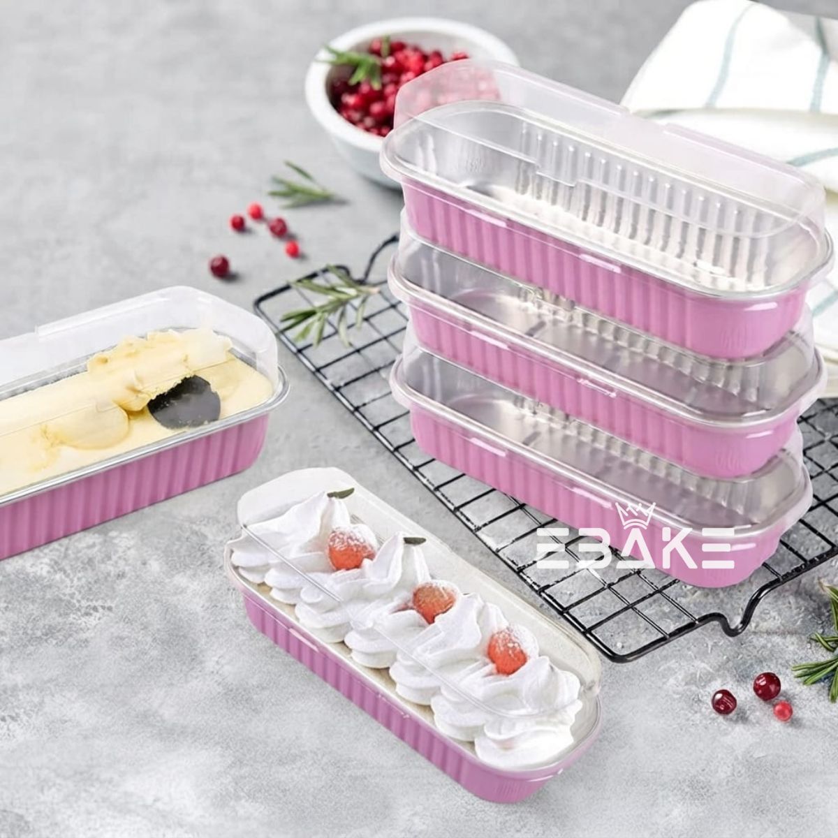 Lilac Aluminium Foil Mini Loaf Pans With Lids