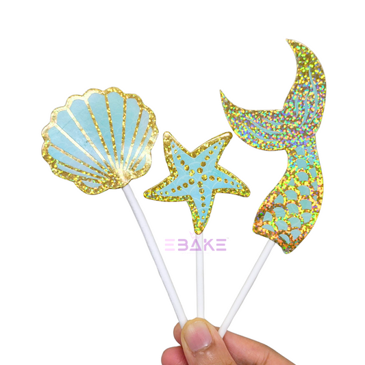 Sea Life Paper Topper Set (Shell, Starfish, Mermaid Tail)