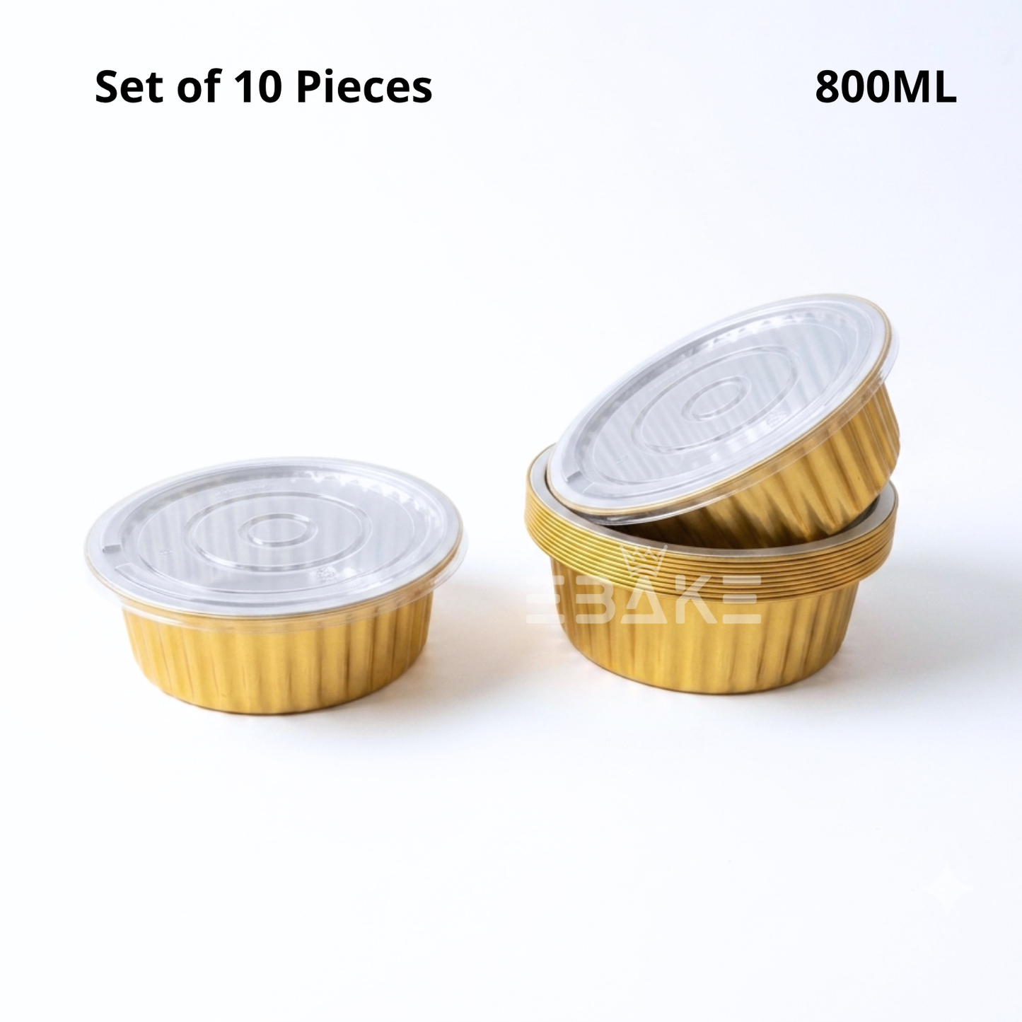 800ml Round Aluminium Foil Baking Cups With Lid Gold