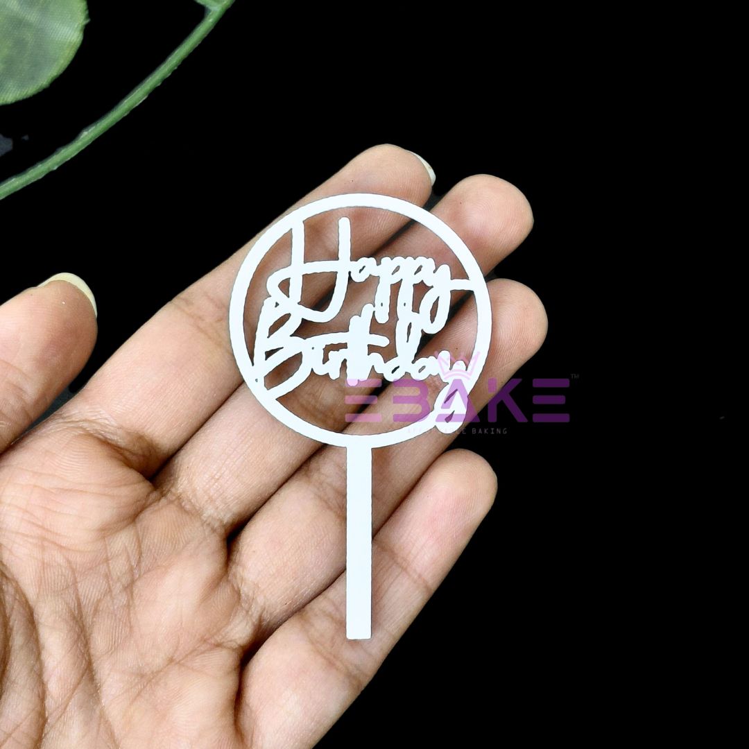 Happy Birthday Mini Topper White