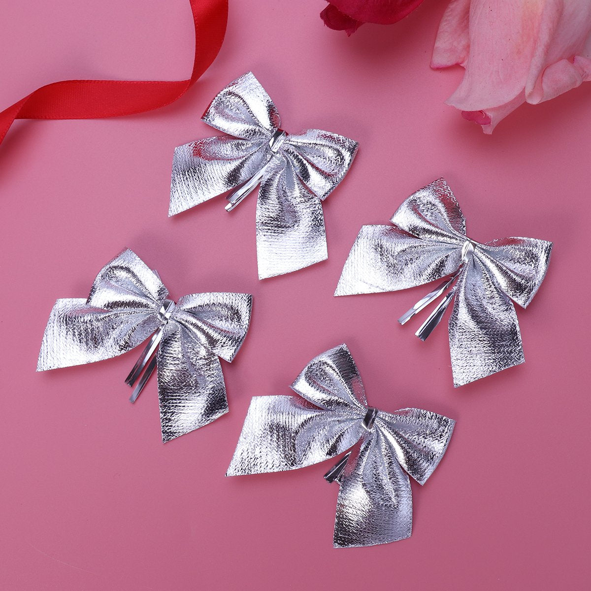 Silver Mini Bows (Set of 12) 9019 Christmas Decoration Bows