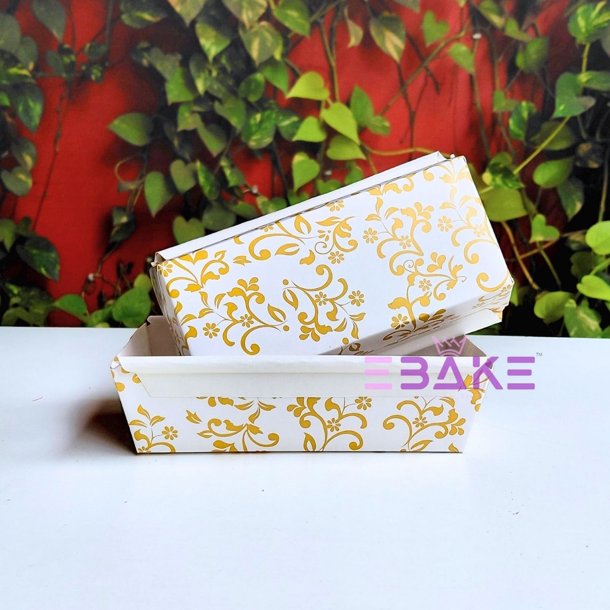 Loaf Cake Mould, Plum Cake Mould Bake And Serve White Printed (Set of 5 Pieces)