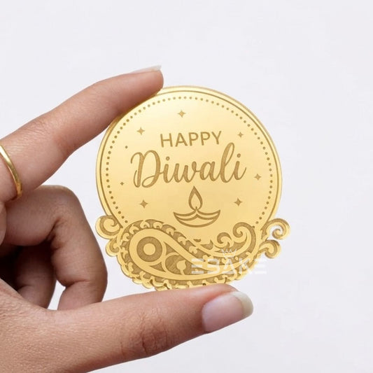 Happy Diwali Coin Topper 2.5 Inches - Set of 10 Pieces