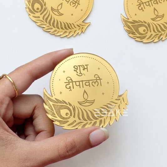 Shubh Deepawali Coin Topper 2.5 Inches - Set of 10 Pieces