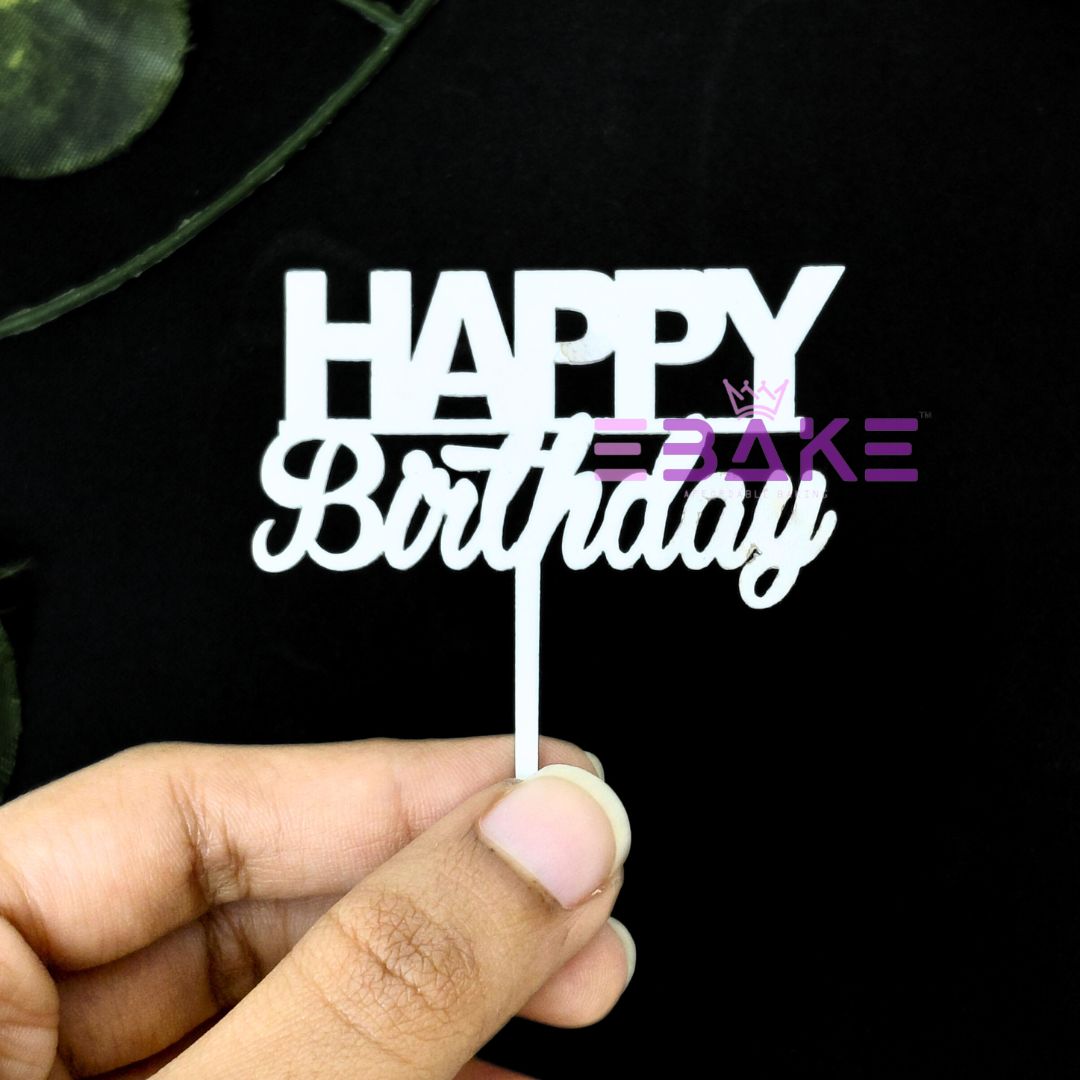 Happy Birthday Mini Topper White
