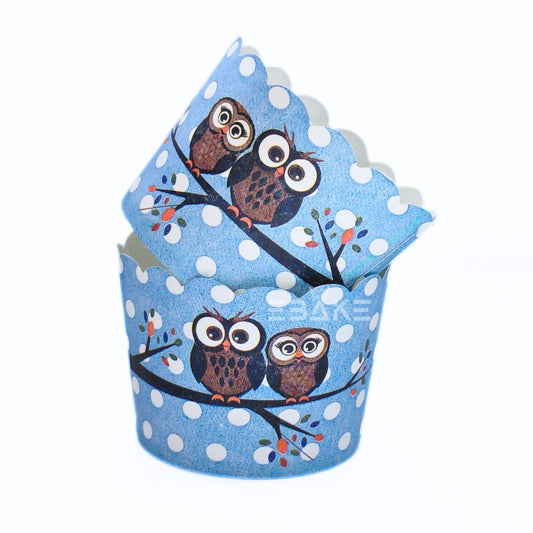 Owl Printed Paper Muffin Cup - Set Of 50 Pieces