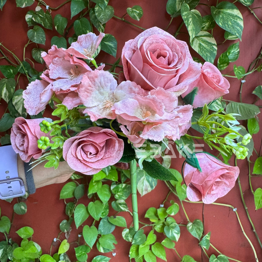 A1533 Artificial Rose Bunch With Fillers Deep Blush