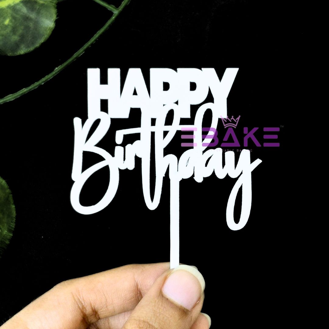 Happy Birthday Mini Topper White