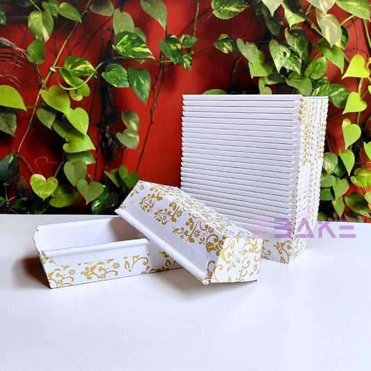 Loaf Cake Mould, Plum Cake Mould Bake And Serve White Printed (Set of 5 Pieces)