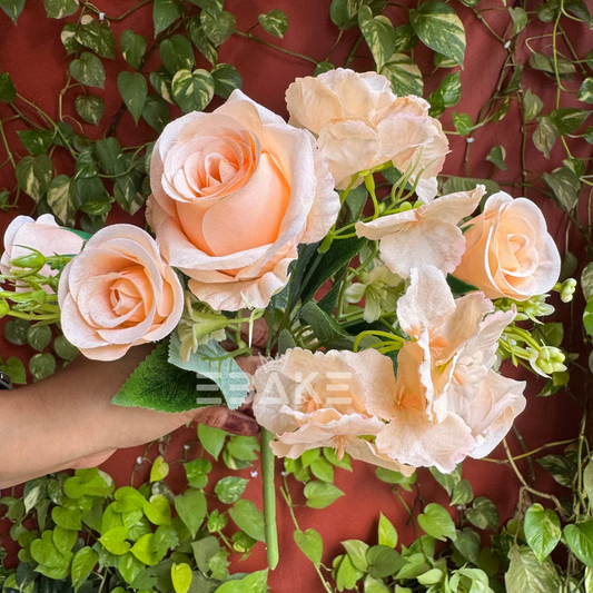A1534 Artificial Rose Bunch With Fillers Cashmere