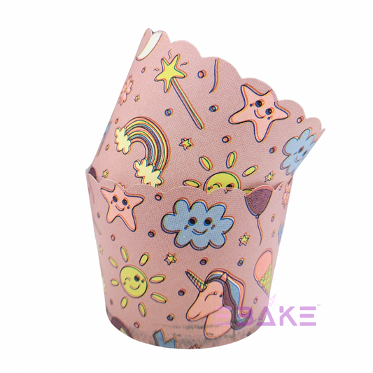 Unicorn & Rainbow Printed Paper Muffin Cup - Set Of 50 Pieces Medium