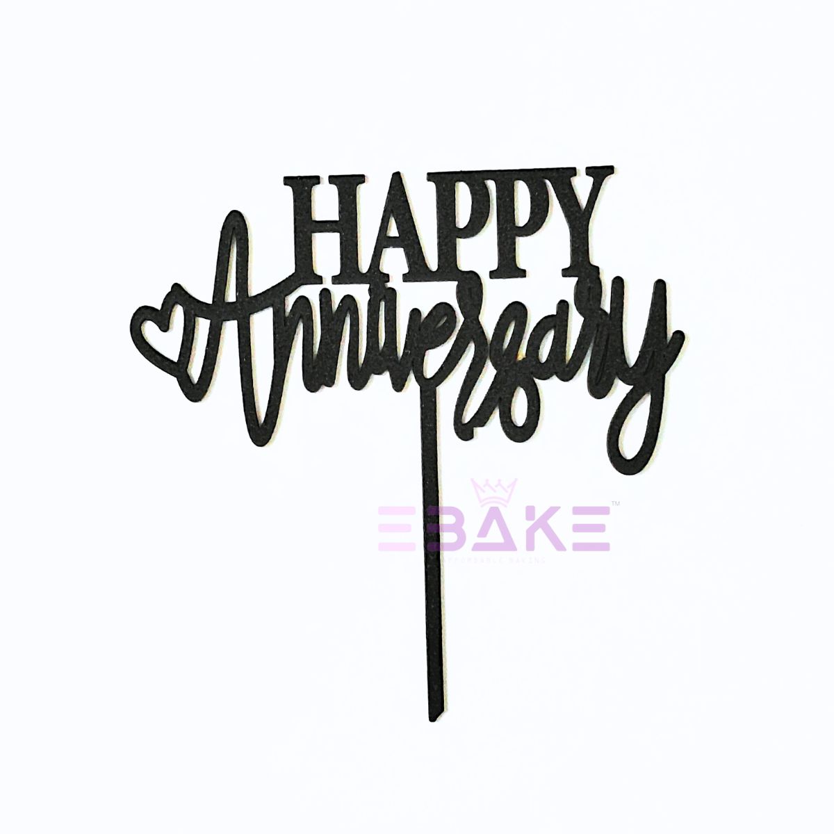 Happy Anniversary Cake Topper Black MDF