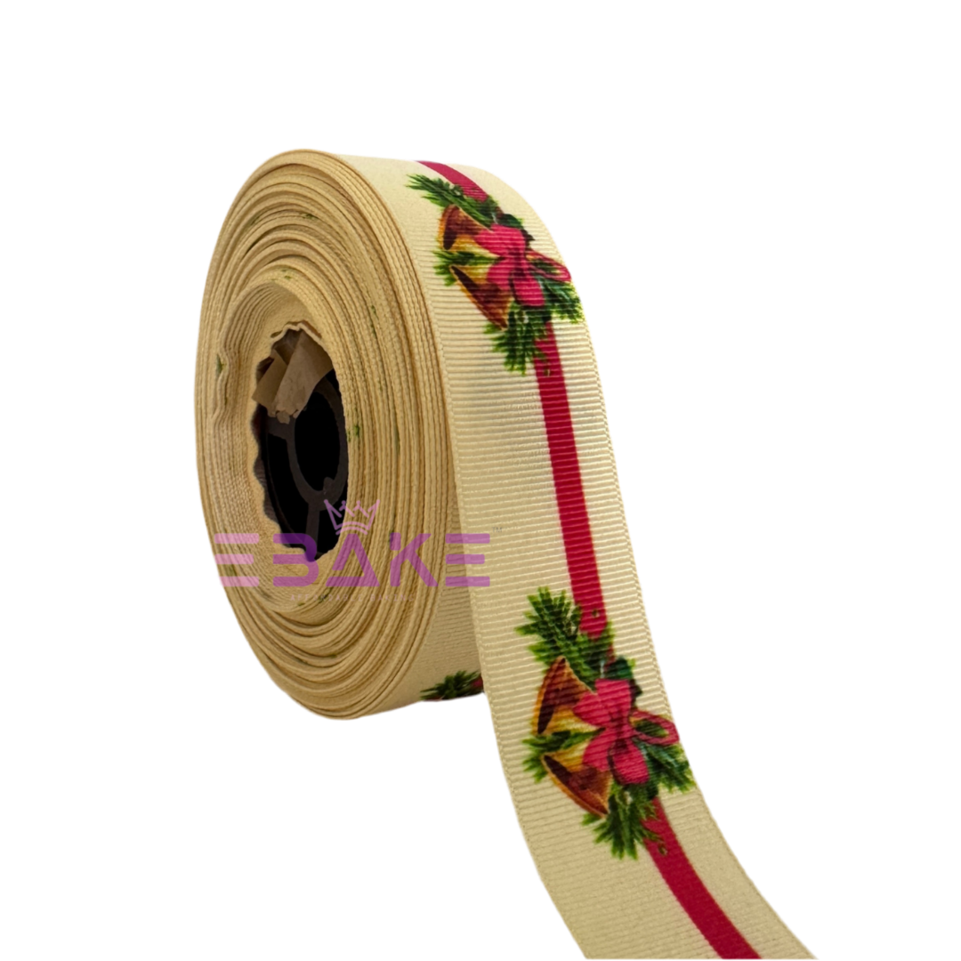 Bell Printed Grosgrain Christmas Ribbon