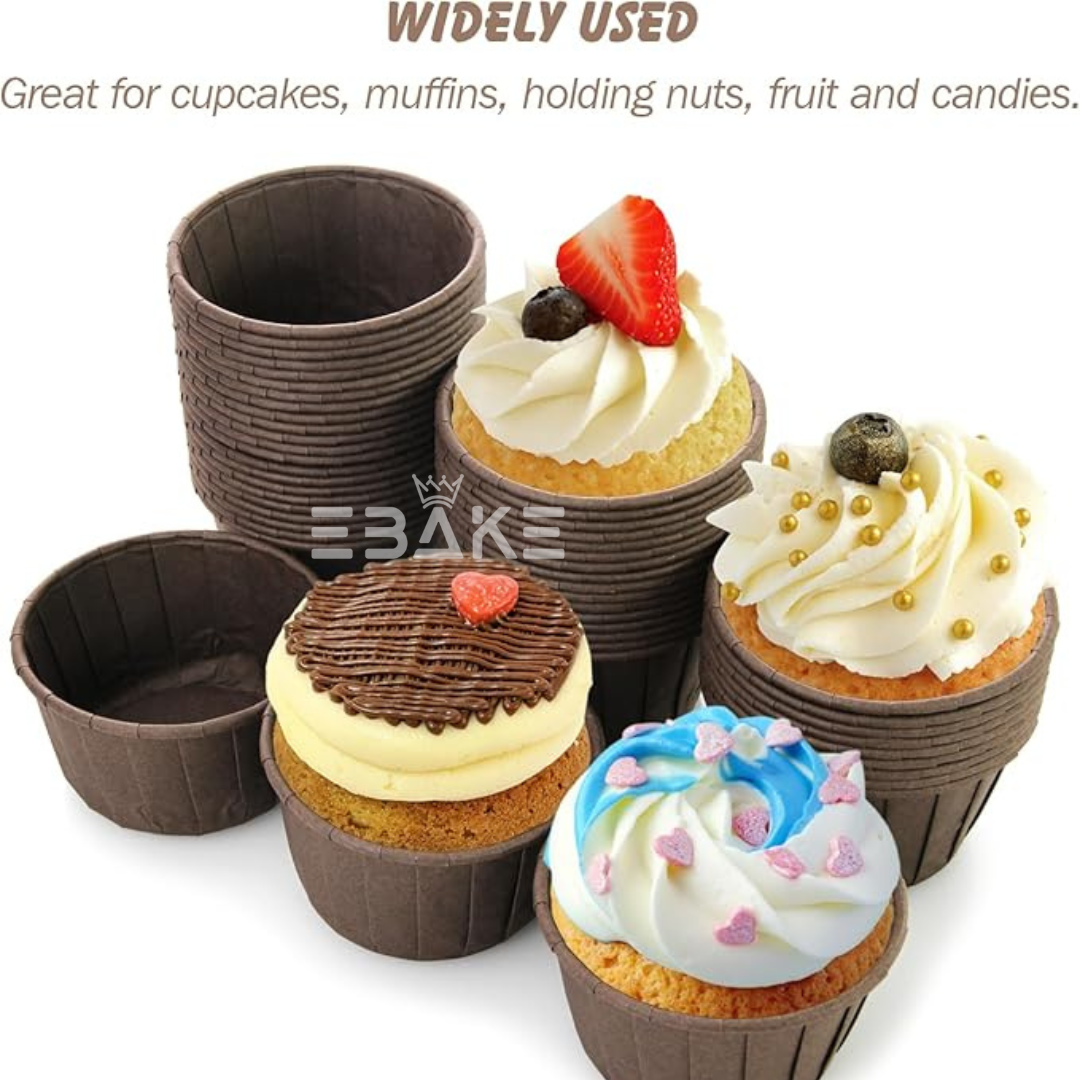 Imported  Rolled Rim Muffin Cup / Cupcake Liners - Black (Set of 50 pieces) Small