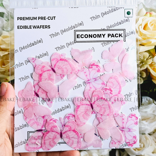 Pink Edible Wafer Butterflies Small (16 Pieces)